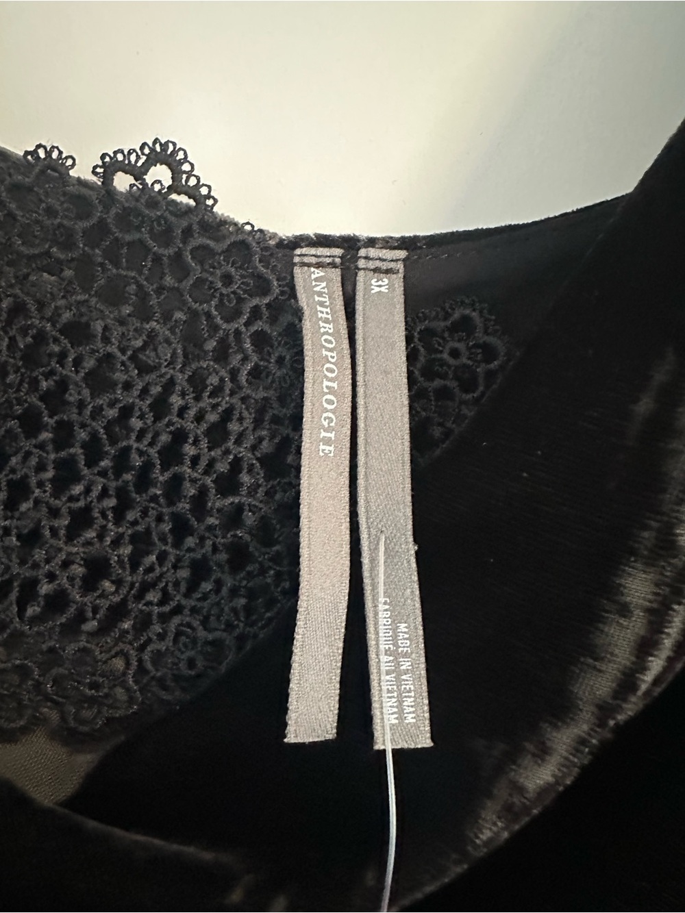 NWT By Anthropologie 3X Black Velvet Slip Dress - Floral Lace Cowl, Burnout - Picture 5 of 11